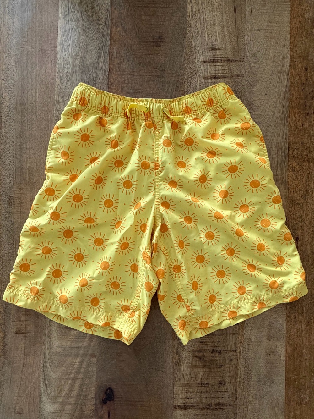 Hanna Andersson Yellow Sun-Print Swim Shorts